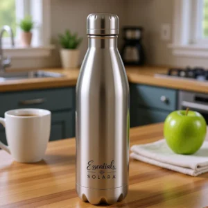 solara insulated stainless steel water bottle 1000 ml | hot & cold flask 1000 ml stainless steel flask (pack of 1, steel/chrome)