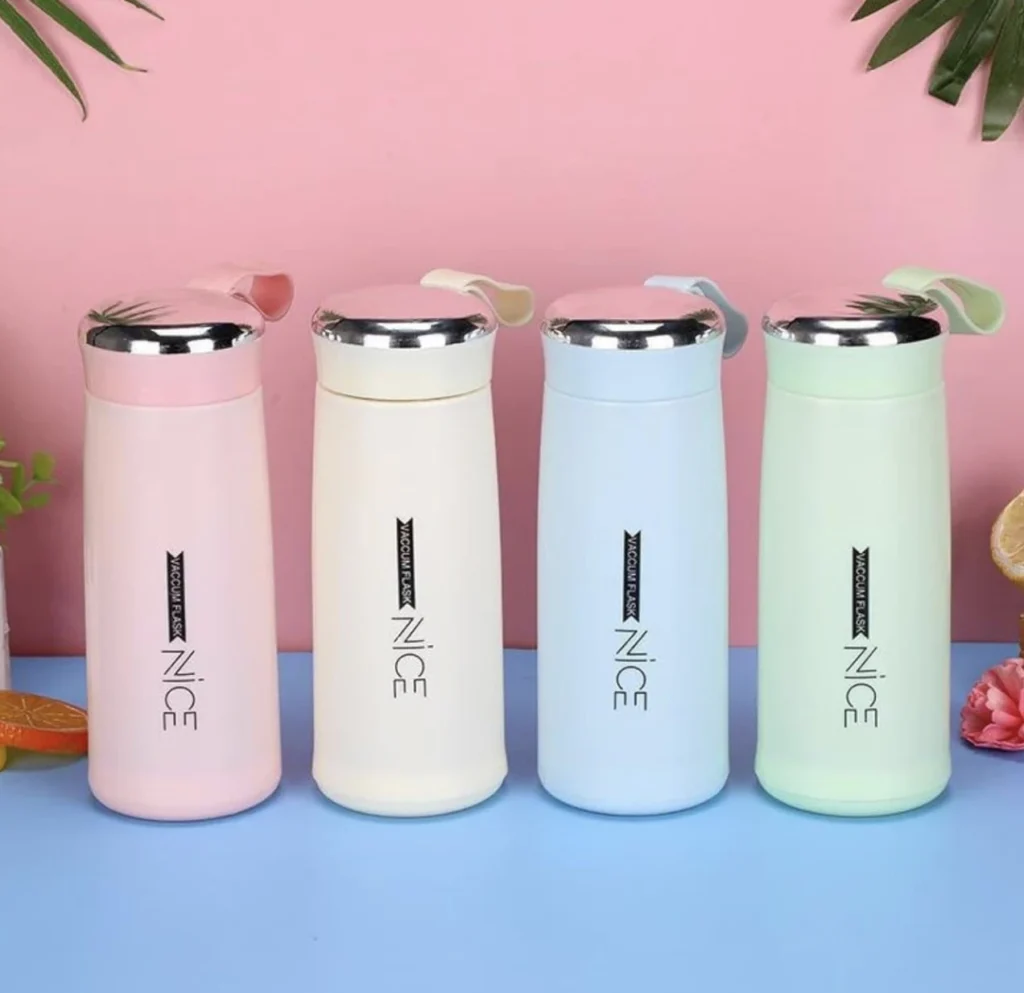 shivonix nice water bottle 400 ml plastic flask (pack of 2, multicolor)